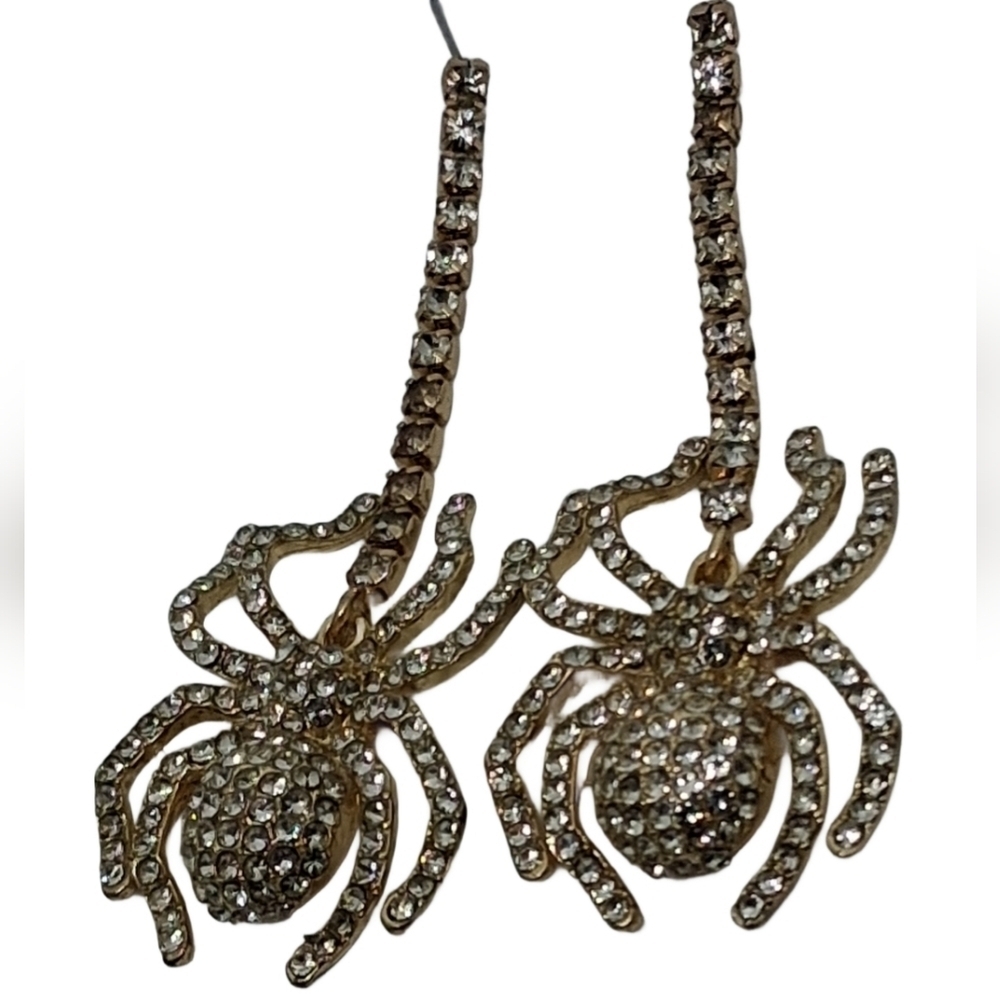Piper K Crystal Spider Drop Earrings | Halloween Costume or Edgy Everyday - Picture 4 of 5